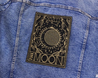 Moon Tarot embroidered patch / Iron on / Sew on badge / The moon patch / Tarot card patch / Big lunar iron on patch / Big felt patch