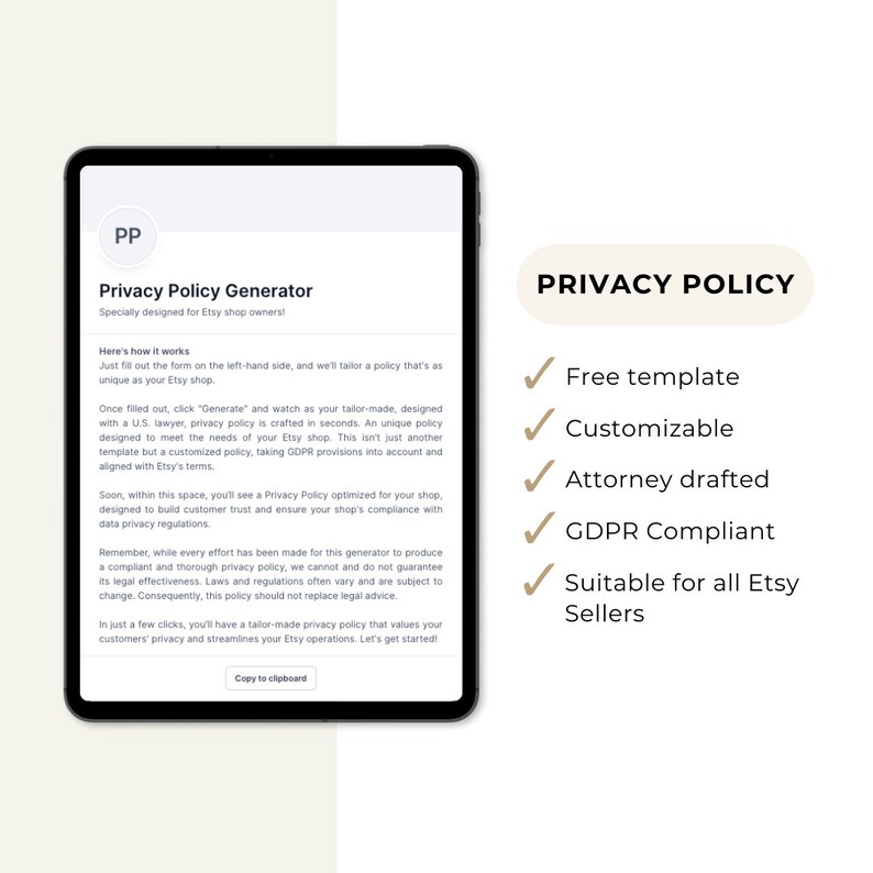 Etsy Privacy Policy Template Free Generator for Etsy Shops Created by