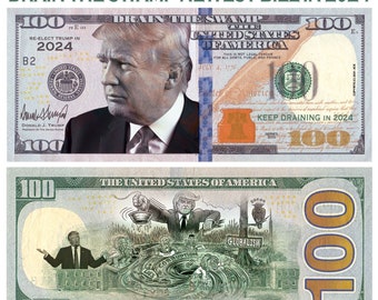 50pk In Trump DRAIN The SWAMP in 2024 Dollar Bills MAGA Novelty Funny Money