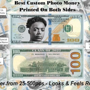 Photo Money Best Quality Money Gift  Insert Your Face & Name Hundred or Fifity Dollar Bill Perfect Gift  Occasion in 25/50/100/200/500pcs