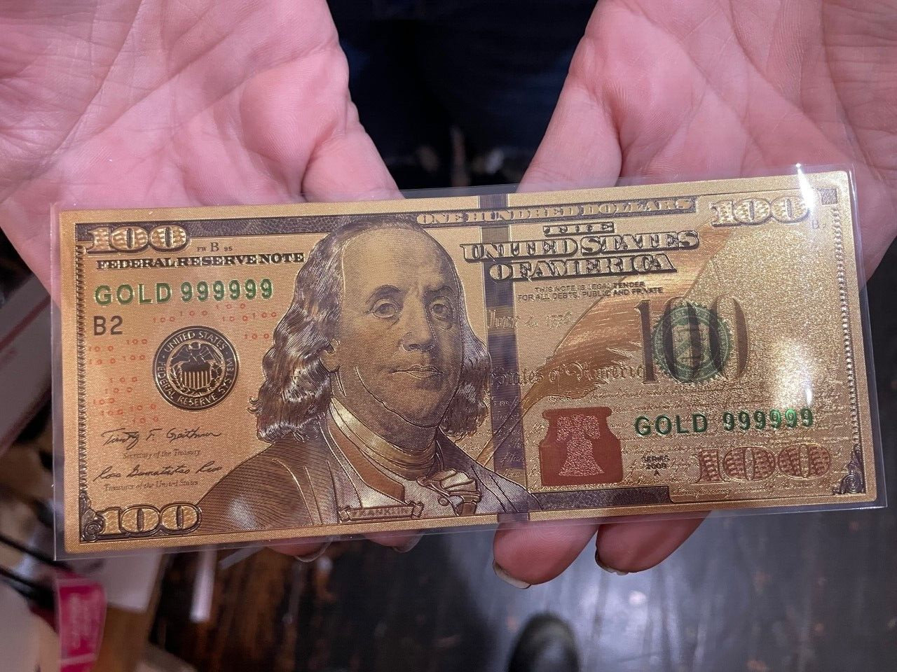 24K GOLD Plated Foil Art Designed 100 Dollar Bill Collectible Novelty ...