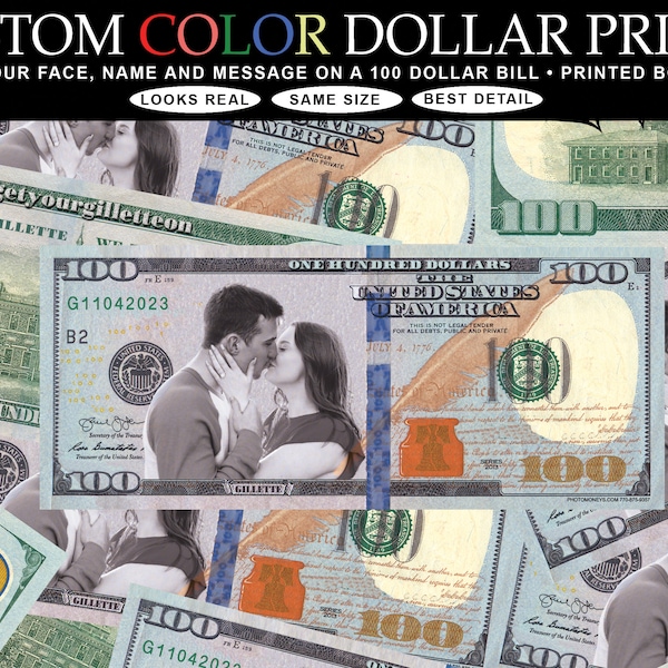 Wedding/Marriage Money, Birthday Bucks, Select 25/50/100/250/500Insert A Face & Name on a  One Hundred Dollar Bill Perfect Gift  Occasion