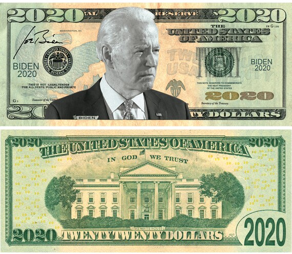 Joe Biden For President Novelty Dollar Bill Pack Of Etsy