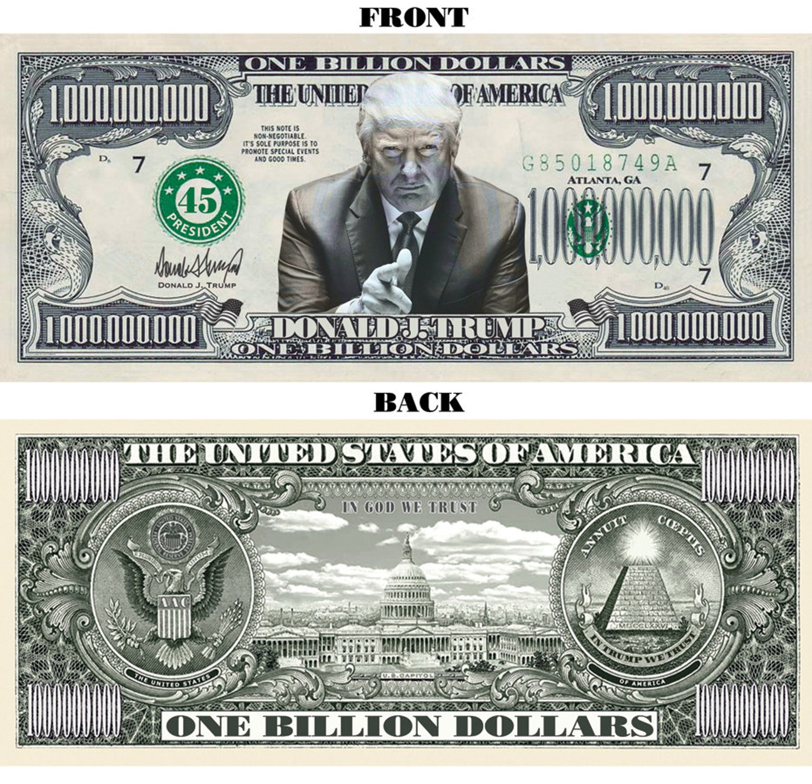 100 pack Donald Trump Billion Dollar Bills Funny Money Joke | Etsy