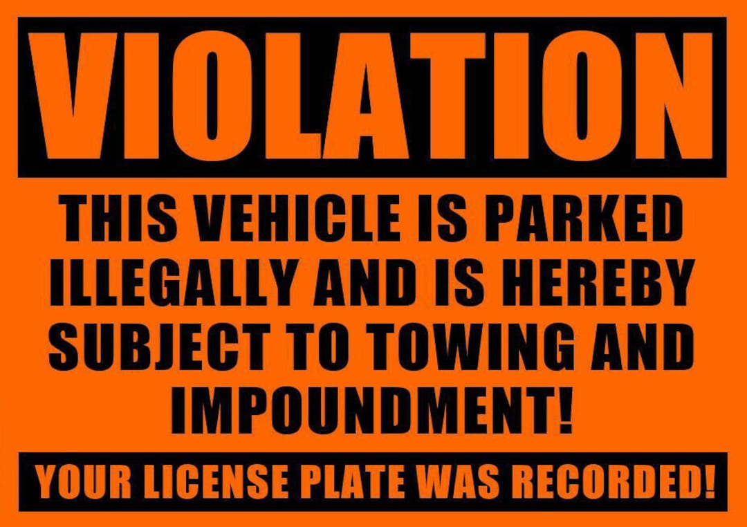 Violation No Parking Towing Stickers - High Gloss Orange, Pack of 10 - Etsy