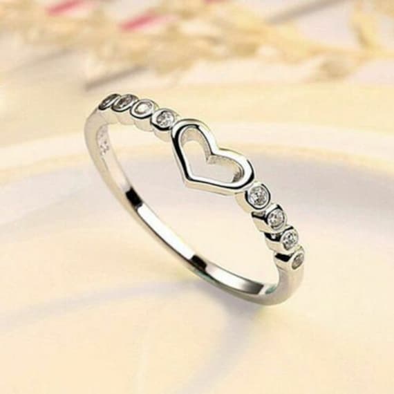 925 Sterling Silver Mini Heart Adjustable Ring Womens Girls - Etsy UK