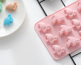 DIY Silicone Mold Flamingo for Chocolate, Fongdan, Ice cube tray, Mint, Candy Baby Kids