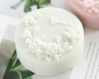 Lovely Round Soap Mold Silicone Rose Soap Bar Mould Handmade Lotion Bar Making Tool