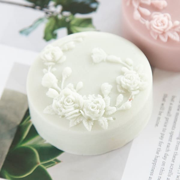 Lovely Round Soap Mold Silicone Rose Soap Bar Mould Handmade Lotion Bar Making Tool