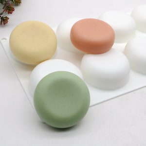 Set of 8 Cavities Pudding Molds Silicone Oblate Mousse Mold Handmade Soap Lotion Bar Making