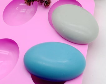 Silicone Cobblestone Mould Mold Oval Soap Lotion Bar Making Tool 6 Cavities