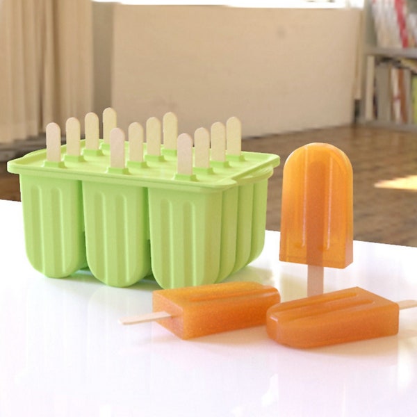 12 Cavities Silicone Popsicle Mold With 50 Sticks