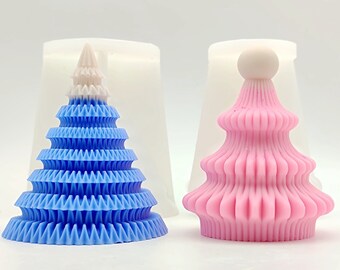 Christmas Tree Silicone Candle Mold: Candle Decoration Making Tool, Origami & Grooved Styles