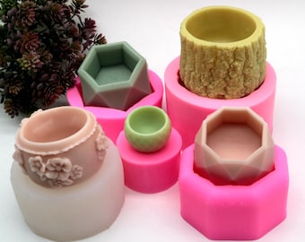 Silicone Flowerpot Molds: Epoxy Resin Making Tree Stump, Vase, Penholder - 5 Styles