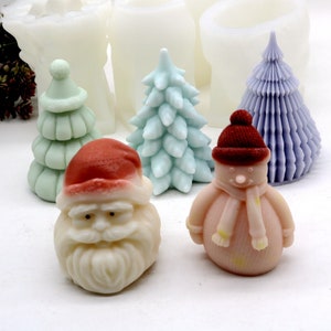 Silicone Santa Mould Christmase  Trees Mold For Handmade Wax Candles Resin Ornaments Making Tool 5 Styles