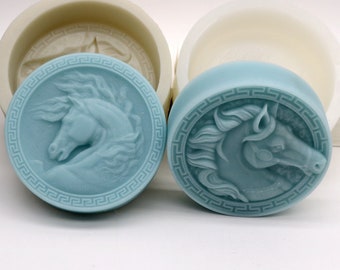 Molde de jabón para caballos: Molde circular de silicona para barra de loción