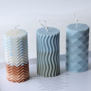 Cylindrical Candle Molds Silicone With Ripple For Scented Candle Making DIY 3 Style