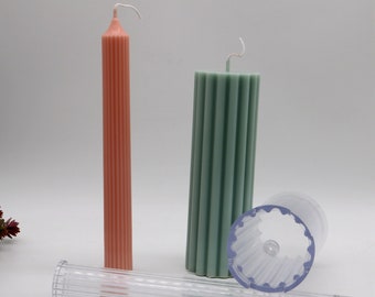 Vertical Patterned Candle Mold: Plastic Candle Making Tool, Taper & Pillar Styles