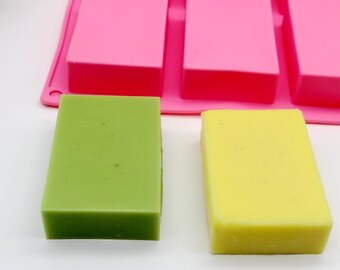 Molde retangular de silicone para sabonete: ferramenta para fazer barra de loção por processo a frio com 6 cavidades
