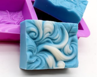 4 Cavities Rectangle Soap Mold With Wave pattern Lotion Bar Making Tool