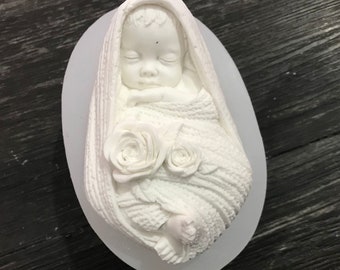 Lovely Sleeping Baby Mold for Chocolate Handmade Soap Candle Plaster Making DIY