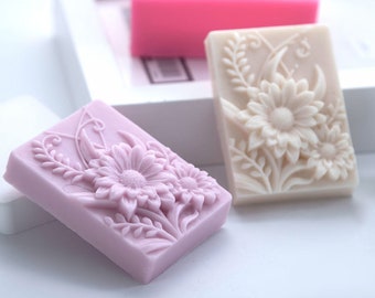 Square Daisy Soap Mold For Handmade Soap Lotion Bar Making Tool Supplies DIY