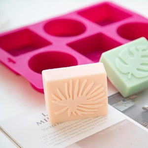 Square Handmade Soap Molds Set of 6 pcs Homemade Soap Lotion Bar Making Tool DIY Palm leaf