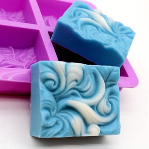 4 Cavities Rectangle Soap Mold With Wave pattern Handmade Lotion Bar Making Tool