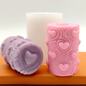 Silicone Pillar Candle Mold Embossed Heart Candle Mould Handmade Candle Making Tool