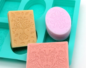 Silicone Soap Molds Set: DIY Lotion Bar Making Tool, Retro Oval Pattern