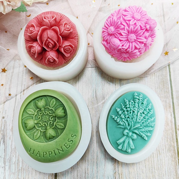 Lovely Silicone Soap Mold Flowers Lotion Bar Mould Handmade Soap Bar Making Tool 7 Styles