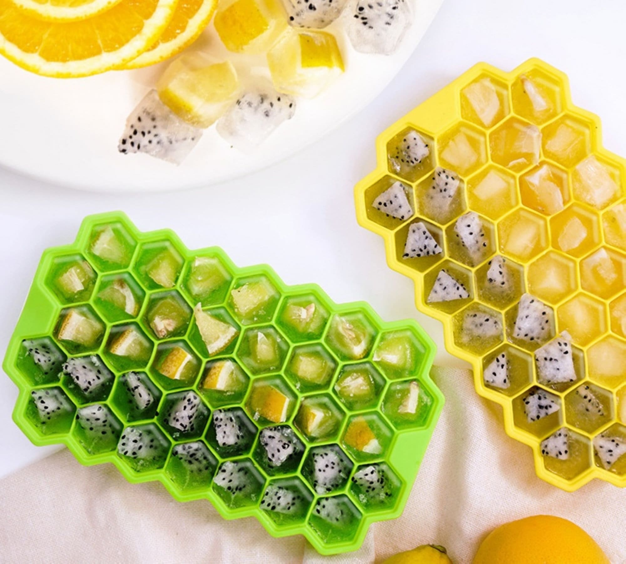 Honeycomb Hexagon Ice Cube Silicone Mold With Lid Options