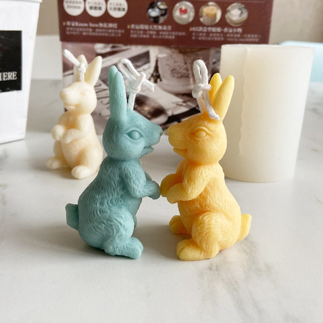 Silicone Rabbit Mold for Scented Candles Plaster Resin Making Ornamets ...
