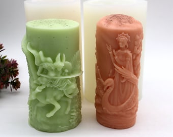 Molde de silicona para velas de pilar en relieve, molde para velas de cera, herramientas para hacer velas perfumadas