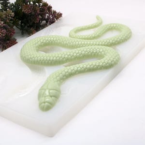 Peut inclure: Un moule en silicone blanc en forme de serpent. Le moule est conçu pour créer un gâteau ou un autre article comestible en forme de serpent.