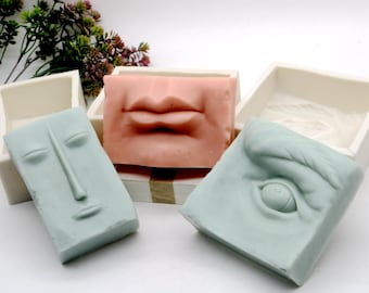 Facial Features Silicone Mold: Eye, Mouth, Face - Candle & Soap Making