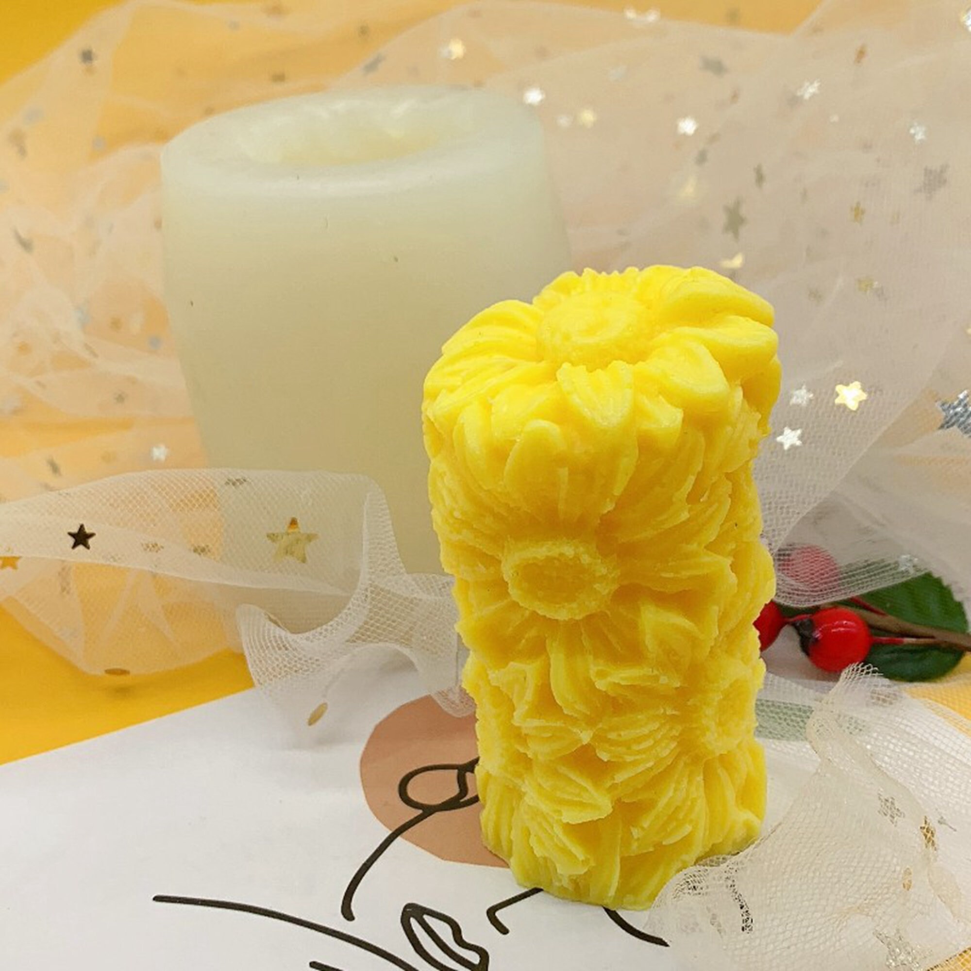 Silicone Candles Mold Pillar Flower Candle Mold Handmade Soy Etsy