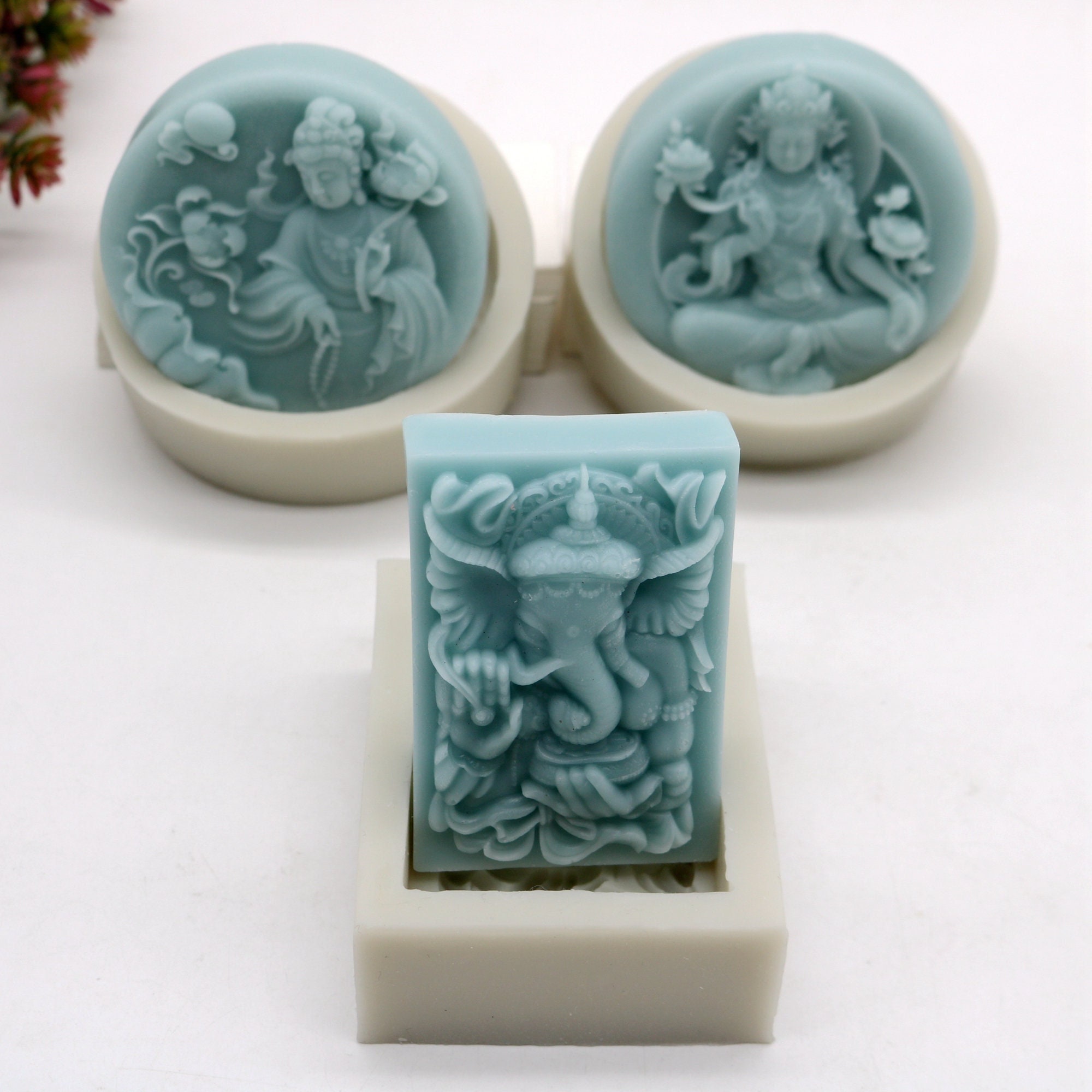 Molde para jabón tailandés: Molde de silicona circular y rectangular para jabón - Fabricación de lociones en barra