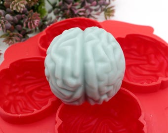 Brain Silicone Mold: 4-Cavity Ice Cube, Chocolate, Jelly- Halloween Baking Tool