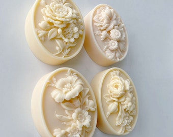 Silicone Oval Relief Flowers Soap Mold Handmade Soap Lotion Bar Making Tool DIY 4 Styles