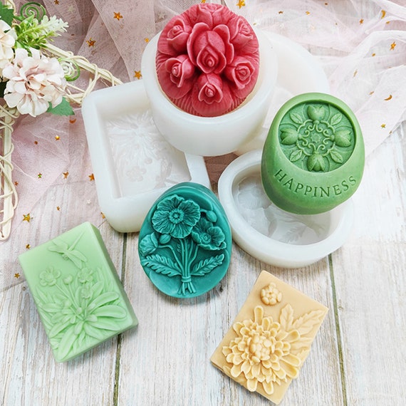 Lovely Silicone Soap Mold Flowers Lotion Bar Mould Handmade Soap