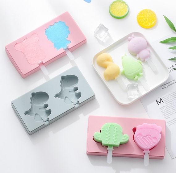 Cute Ice Molds With Lid 20 Sticks Animals Popsicle Molds Cake 