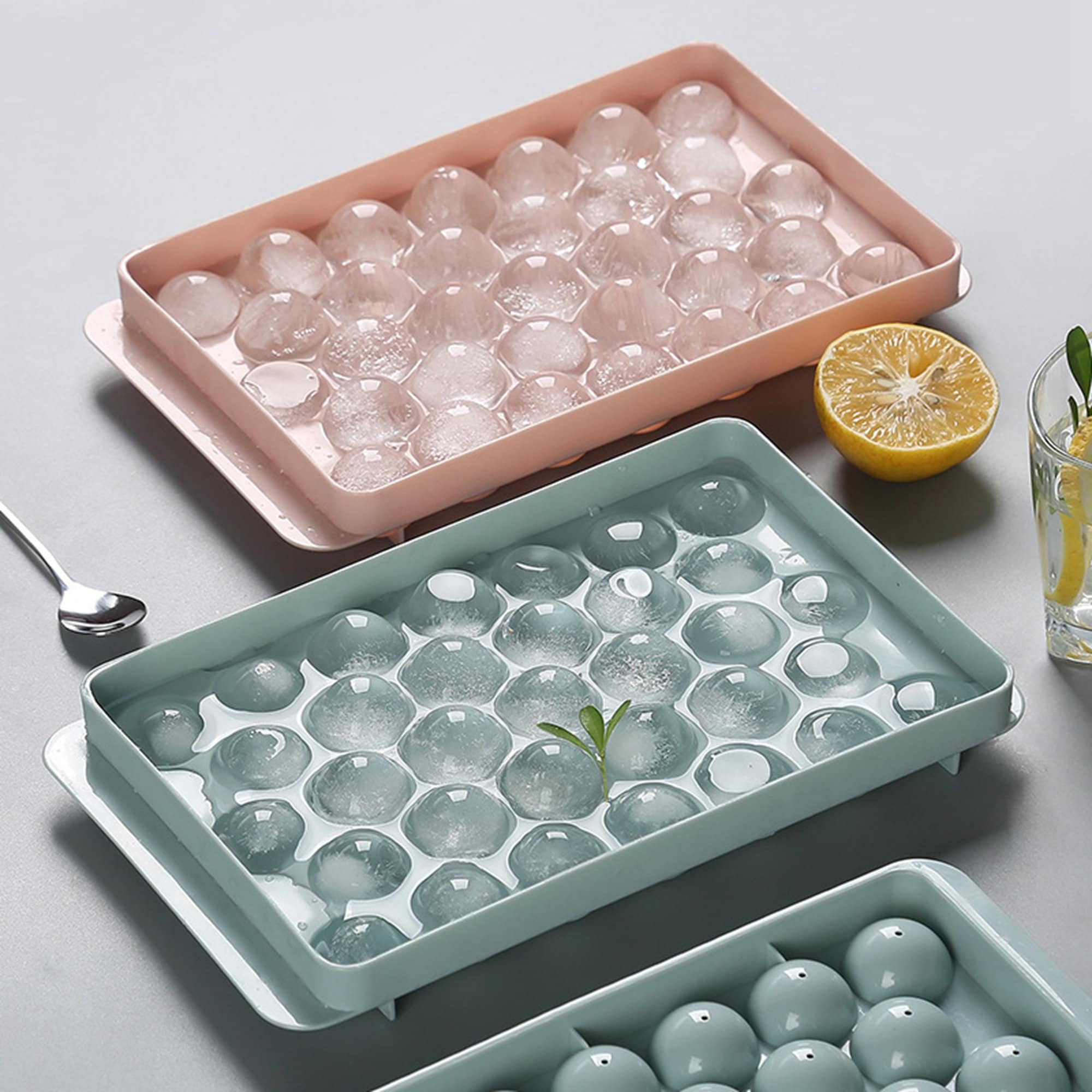 6/18/33 Grids Reusable Round Ice Cube Tray with Lid Mini Ice Ball