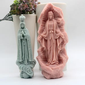 Molde de silicone Virgem Maria Estátua de Madonna Mexicana Molde Velas Resina Argila Gesso Ornamentos Fazendo Ferramenta 2 Estilos