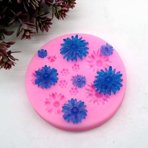 Molde de silicona con forma de margarita: herramienta para hacer fondant, chocolate, dulces y resina epoxi.