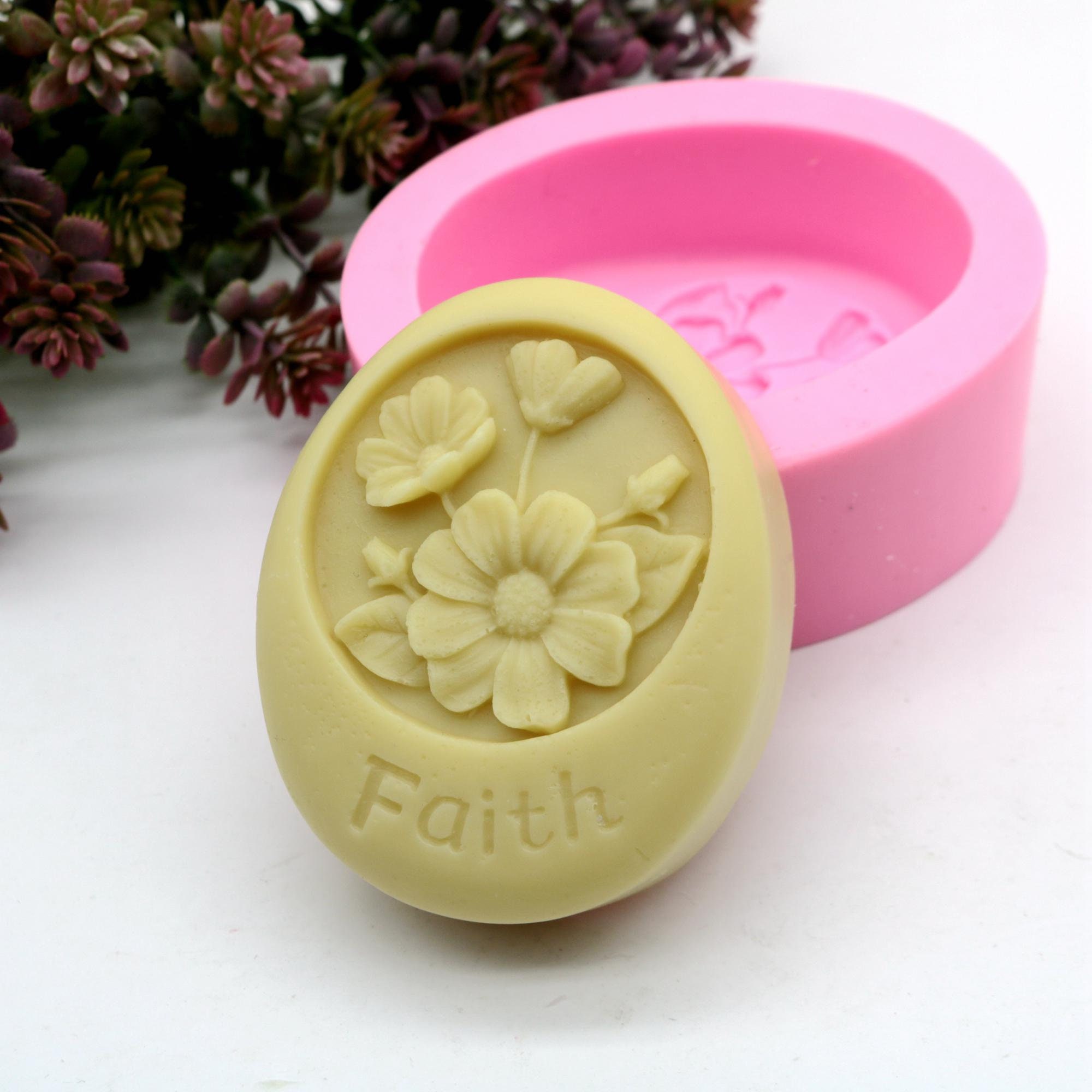 Oval Silicone Soap Mold: DIY Flowers Lotion Bar Mould