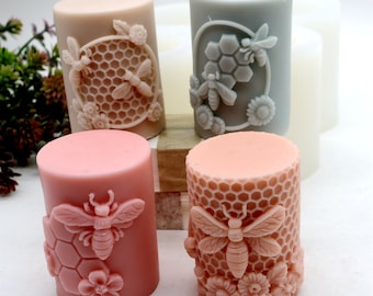 Silicone Pillar Candle Mold, Honeycomb Bee Candle Mould, Scented Candles Making