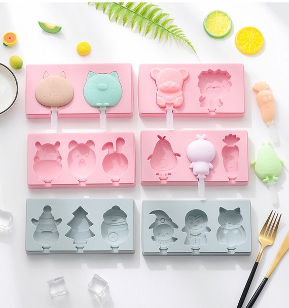 Cute Popsicle Molds With Lid 20 Sticks Animals Cakesicle POP Mold Ice Tray  6 Styles 