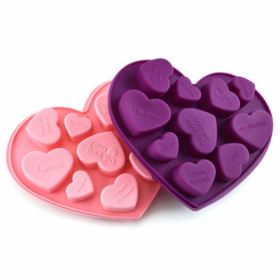 10 Cavity Heart Molds Silicone Letters Love Molds for 