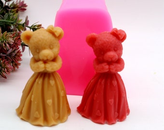 Miss Bear Silicone Mold: Mousse Cake, Chocolate Candy, Cake Topper, Candle Making Tool